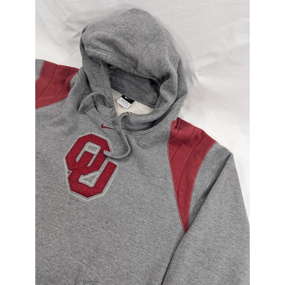 Vintage Nike Oklahoma Sooners Center Swoosh Check Hoodie Thick Gray‎ Men's XXL